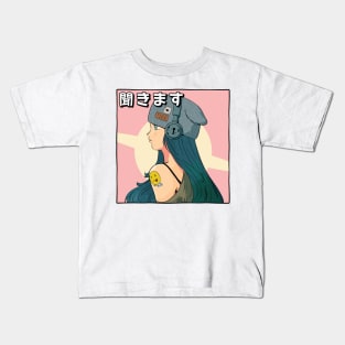 Anime Girl listening music Kids T-Shirt